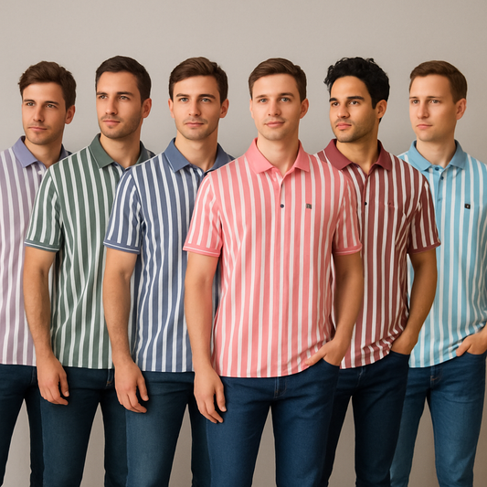 Stripes Polo T-Shirt Tich Button